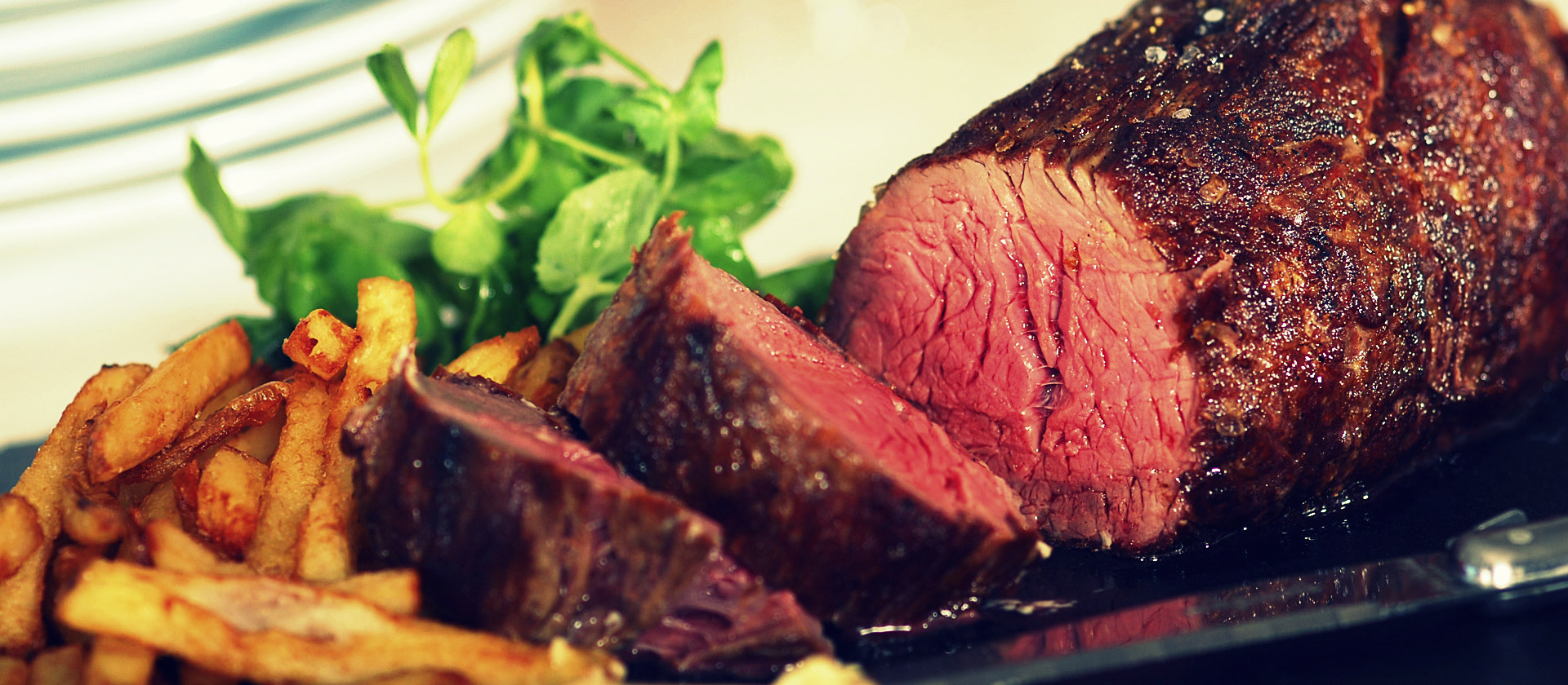 Glenarm Shorthorn steak served at a fine dining restaurant